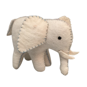 Papoose Toys Papoose Toys White Elephant Blue Stitching