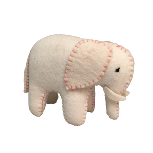 Papoose Toys Papoose Toys White Elephant Pink Stitching
