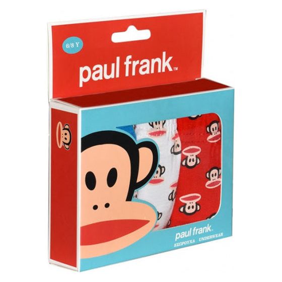 Load image into Gallery viewer, Paul frank Ondergoed junior rood blauw wit 3 stuks mt 9 10 jaar

