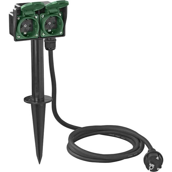 Load image into Gallery viewer, Proplus tuincontactdoos Schuko 2-voudig 2 meter 3x2,5mm² zwart
