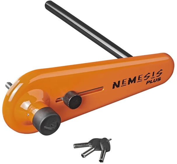 Load image into Gallery viewer, Fullstop Nemesis Plus wielklem SCM voor camper oranje
