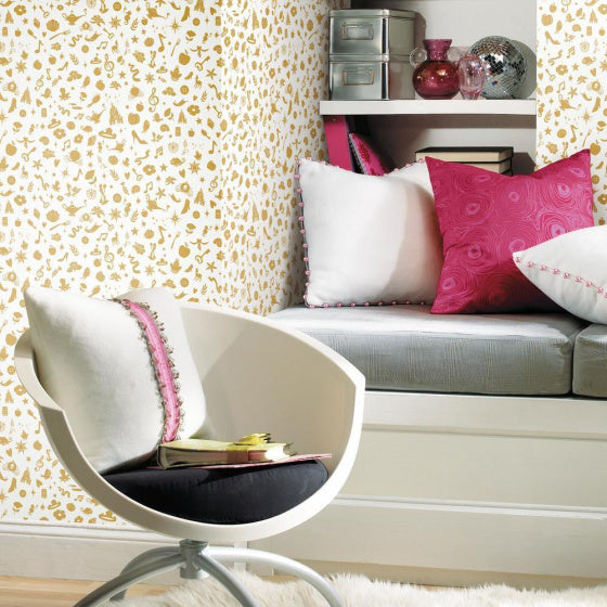 Load image into Gallery viewer, Roommates Behang Peel and Stick Icons 503 cm vinyl goud
