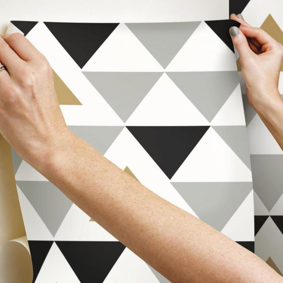 Load image into Gallery viewer, Roommates Behang Peel and Stick Geo.-T 503 cm vinyl grijs
