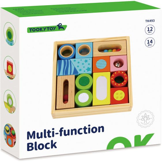 Load image into Gallery viewer, Tooky toy Multifunctionele Houten Blokken 12 maanden 14-delig
