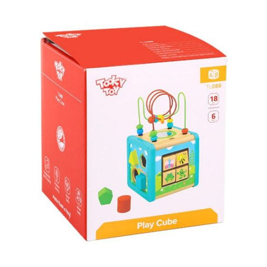 Tooky toy Houten Activiteitenkubus 18 maanden 6-delig