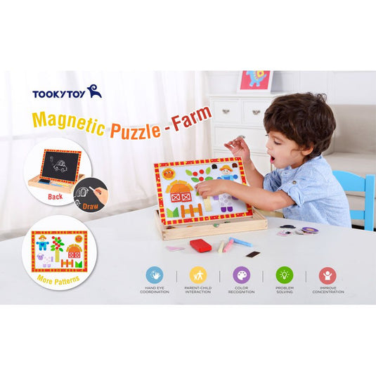 Tooky toy Educatieve Magneeten Krijtbord Boerderij 85-delig