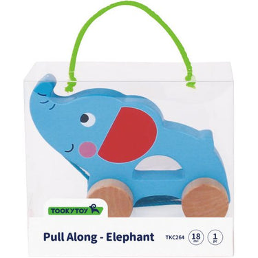 Tooky toy Olifant Houten Trekfiguur 18 maanden Blauw