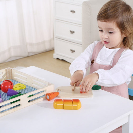 Load image into Gallery viewer, Tooky toy Houten Groentekist met Snijgroenten 20-delig

