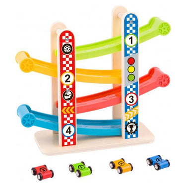 Tooky toy Houten Autobaan met Speelauto's 18 maanden 5-delig