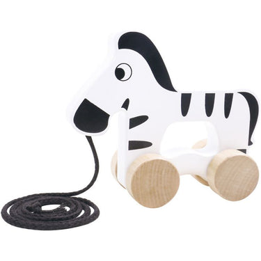 Tooky toy Zebra Houten Trekfiguur 18 maanden Zwart Wit