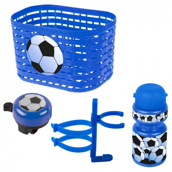accessoiresset Voetbal jongens blauw wit 4-delig