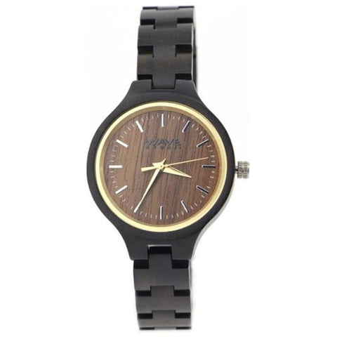 horloge Citizen Miyota dames 3,5 cm hout bruin zwart