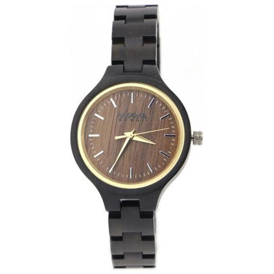 Wave hawaii Horloge Citizen Miyota dames 3,5 cm hout bruin zwart