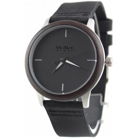 Load image into Gallery viewer, Wave hawaii Horloge Citizen Miyota dames 4 cm hout leer zwart
