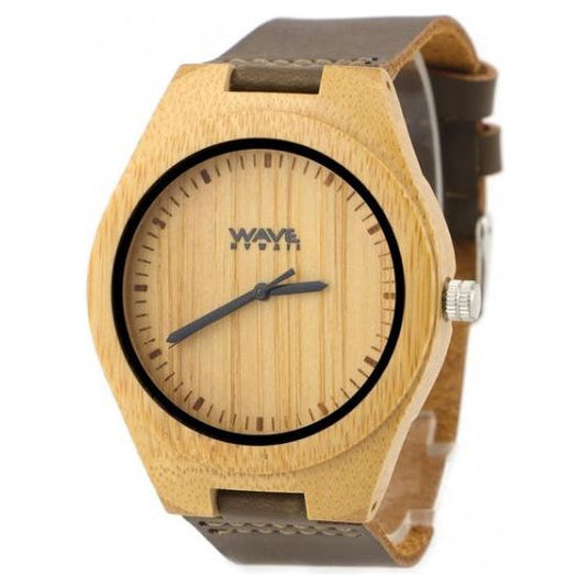 Wave hawaii Horloge Citizen Miyota heren 4,5 cm bamboe bruin