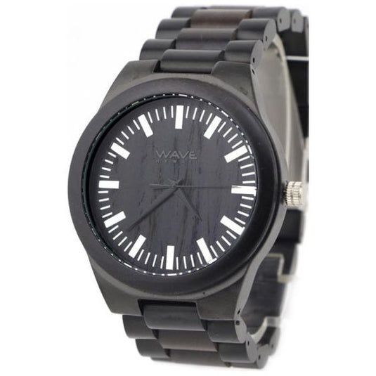 Wave hawaii Horloge Citizen Miyota heren 4,5 cm hout staal zwart