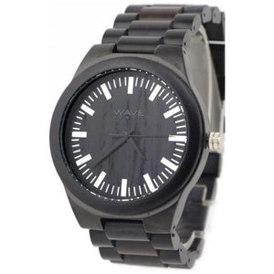 Wave hawaii Horloge Citizen Miyota heren 4,5 cm hout staal zwart